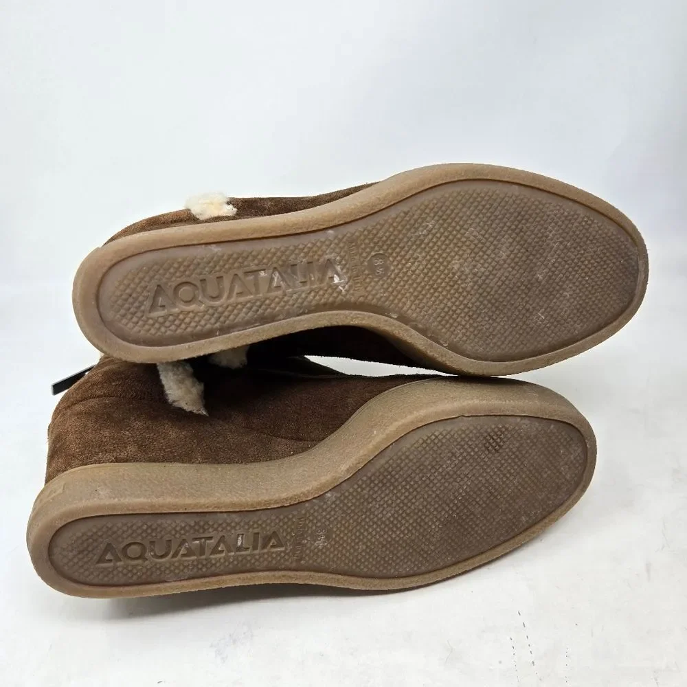 AQUATALIA Suede Charlie Wedge Booties Size‎ 8.5 Sherpa Lined Boots
